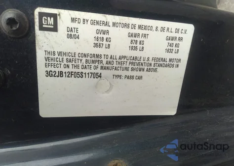 2005 Pontiac Sunfire from USA, damaged, VIN 3G2JB12F05S117054